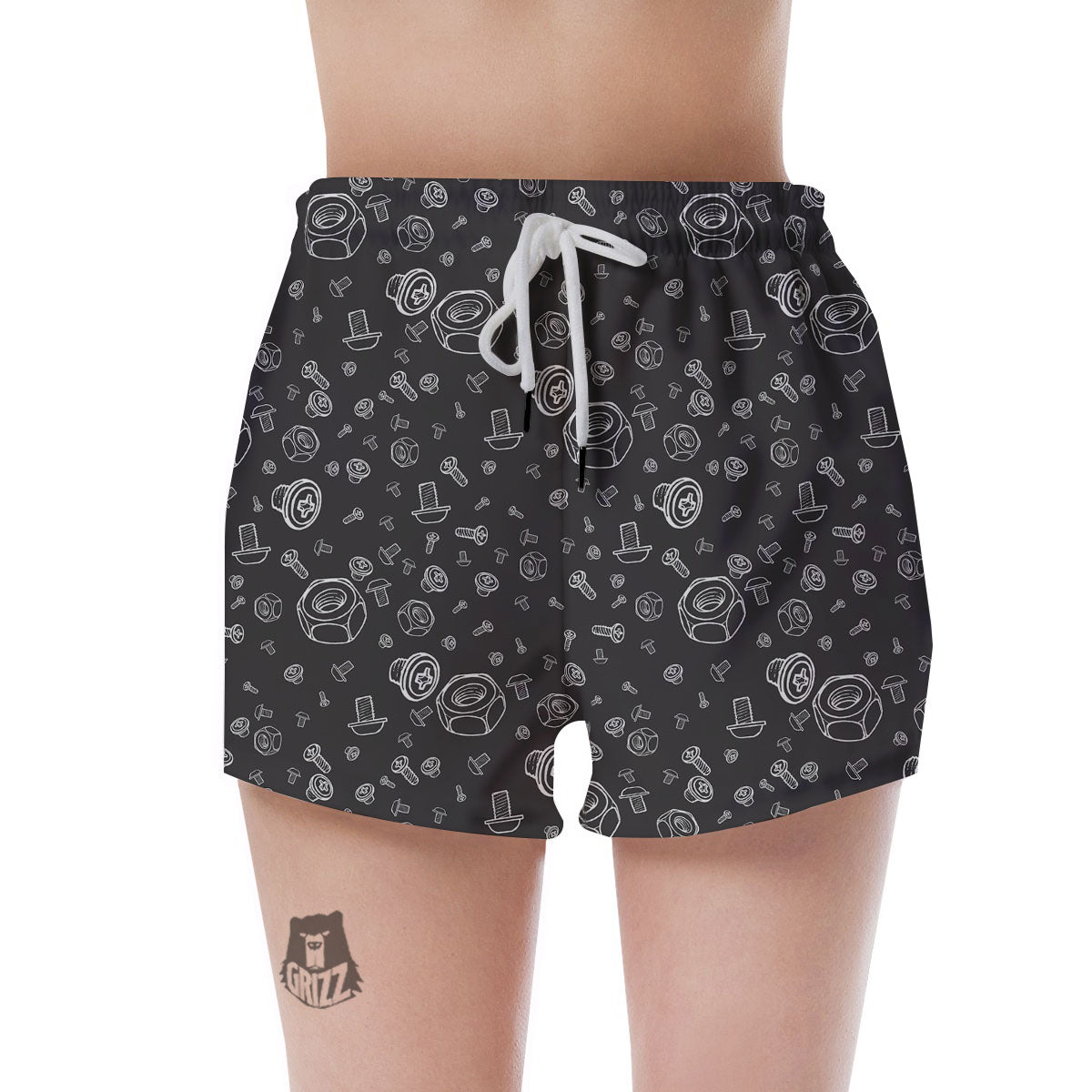 Bolts and Mechanic Nuts Print Pattern Women's Shorts-grizzshop
