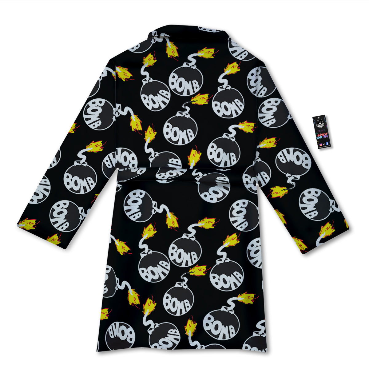 Bomb And Fire Print Pattern Bathrobe-grizzshop