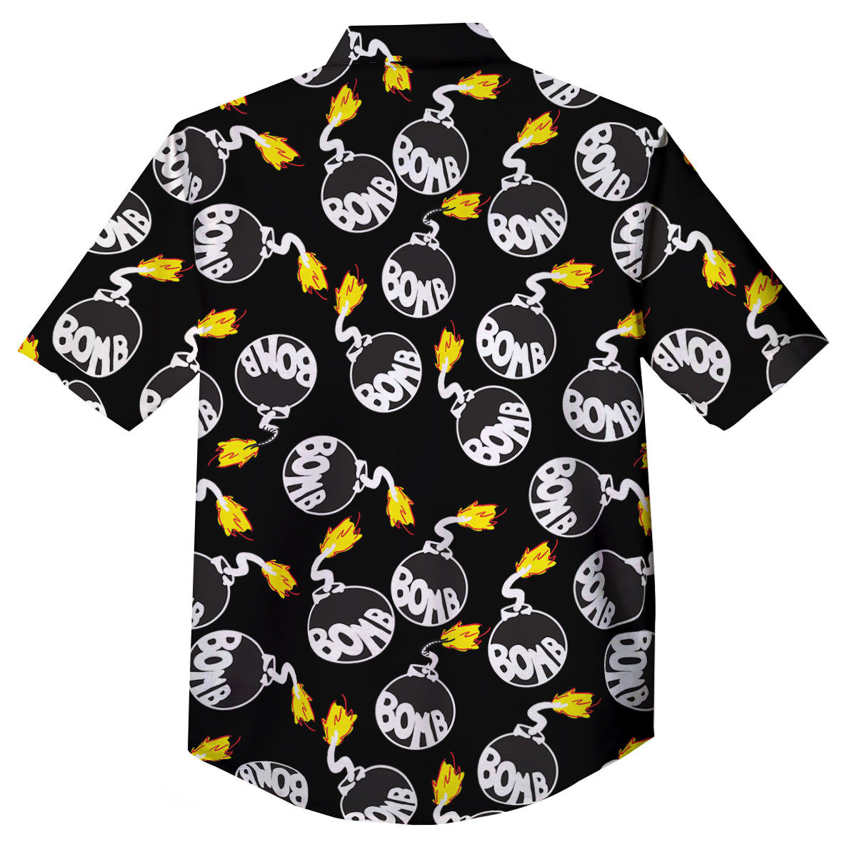 Bomb And Fire Print Pattern Button Up Shirt-grizzshop