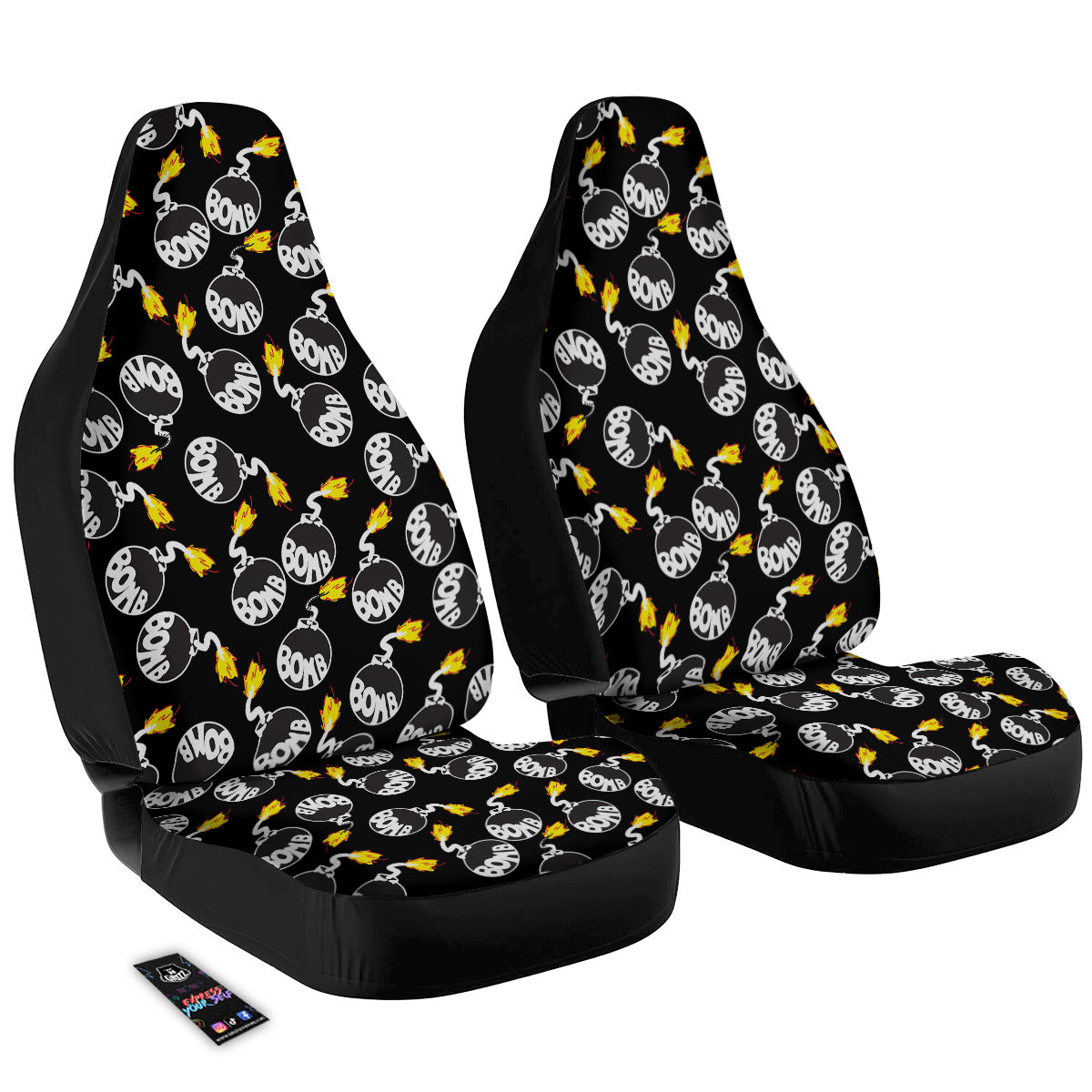 Bomb And Fire Print Pattern Car Seat Covers-grizzshop