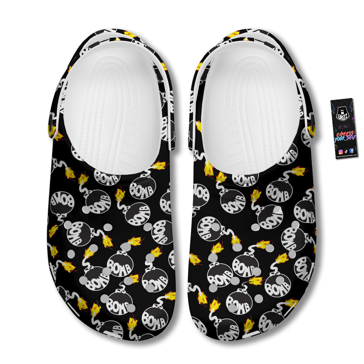 Bomb And Fire Print Pattern Clog-grizzshop