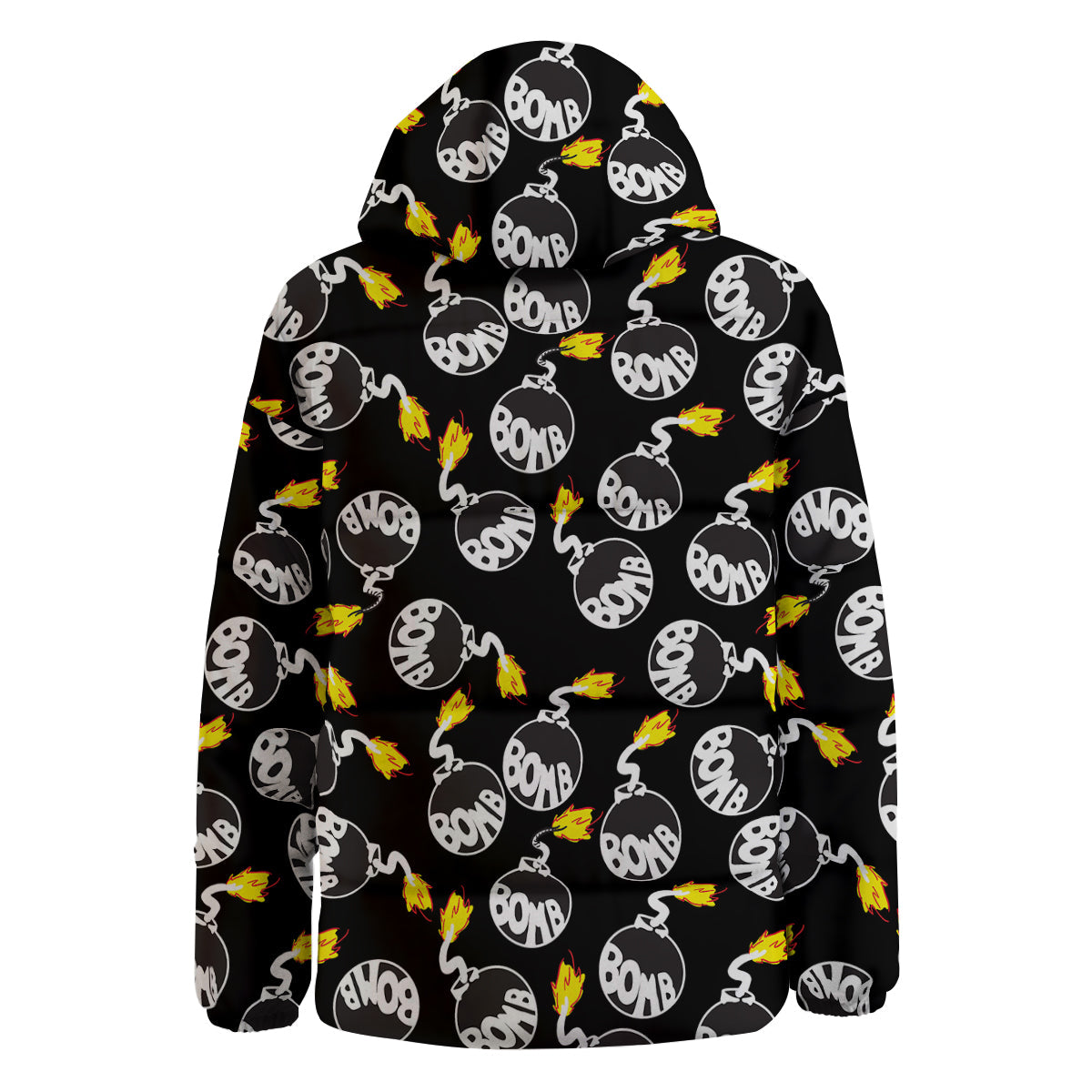 Bomb And Fire Print Pattern Down Jacket-grizzshop