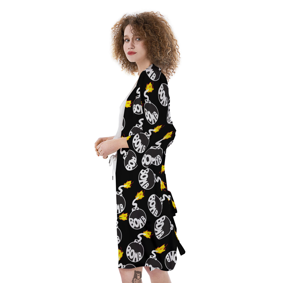 Bomb And Fire Print Pattern Kimono-grizzshop