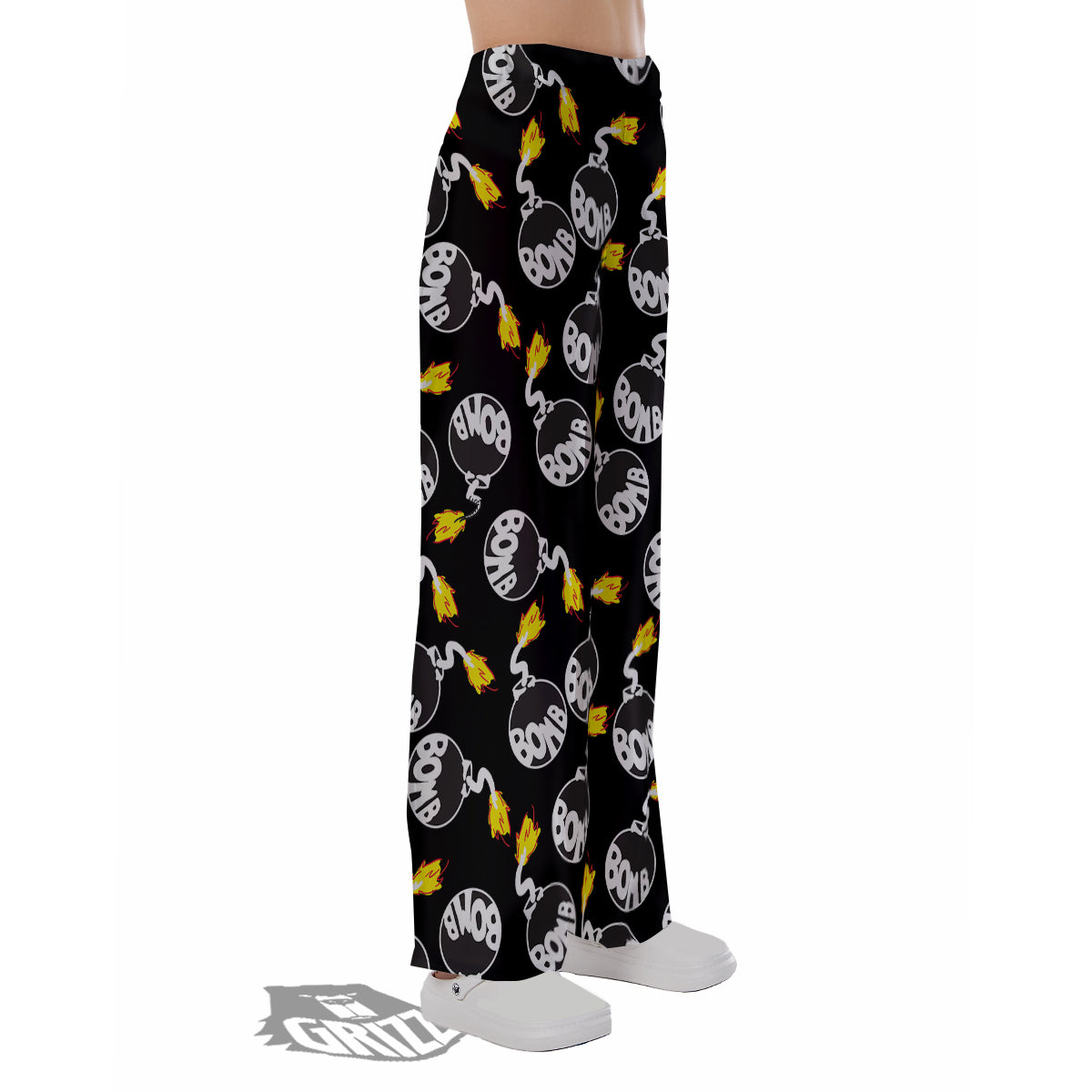 Bomb And Fire Print Pattern Pajama Pants-grizzshop