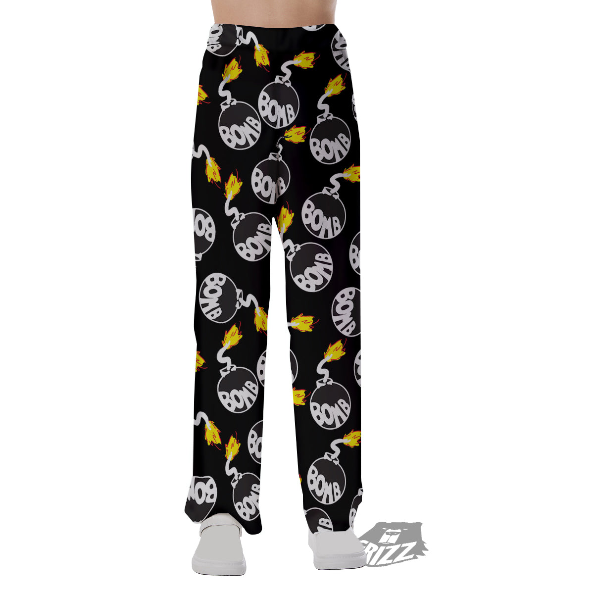 Bomb And Fire Print Pattern Pajama Pants-grizzshop