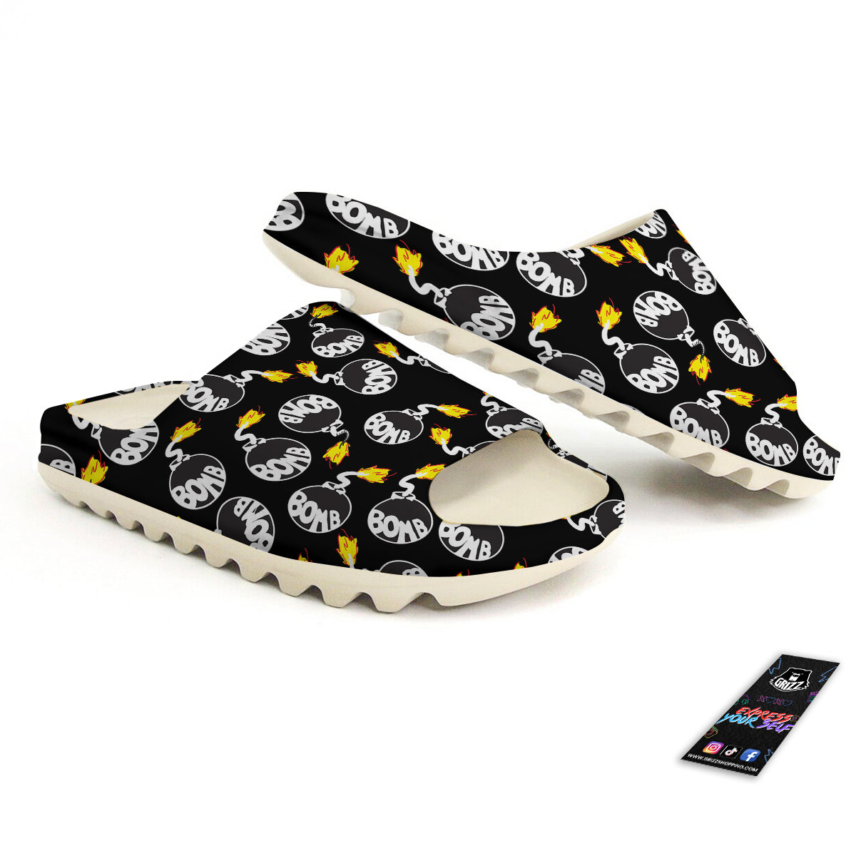 Bomb And Fire Print Pattern Sandals-grizzshop
