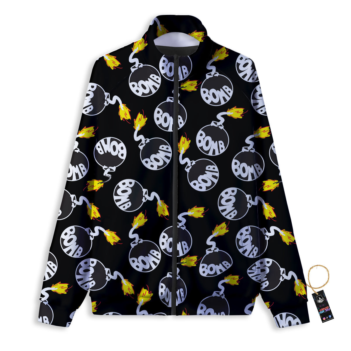 Bomb And Fire Print Pattern Track Jacket-grizzshop
