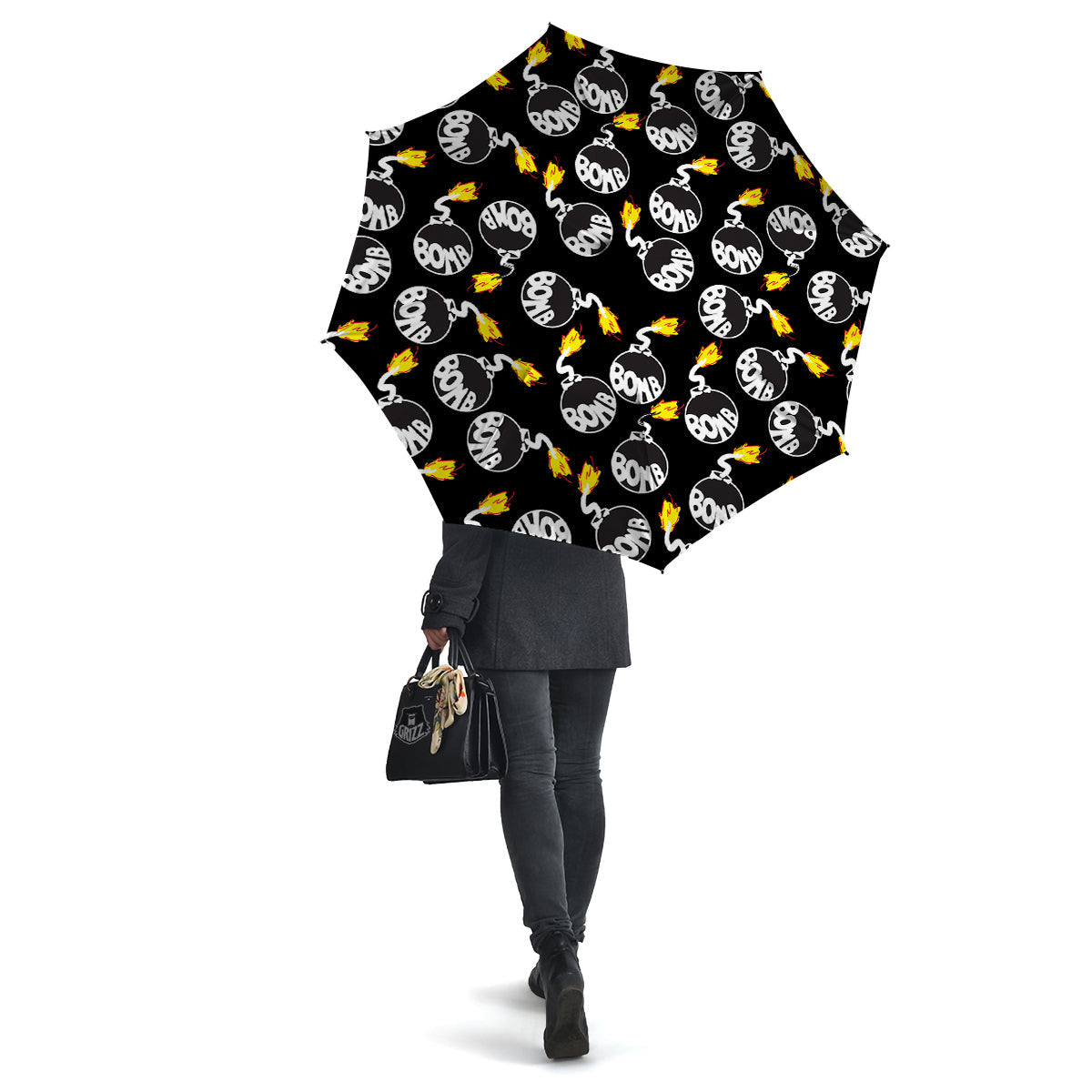 Bomb And Fire Print Pattern Umbrella-grizzshop