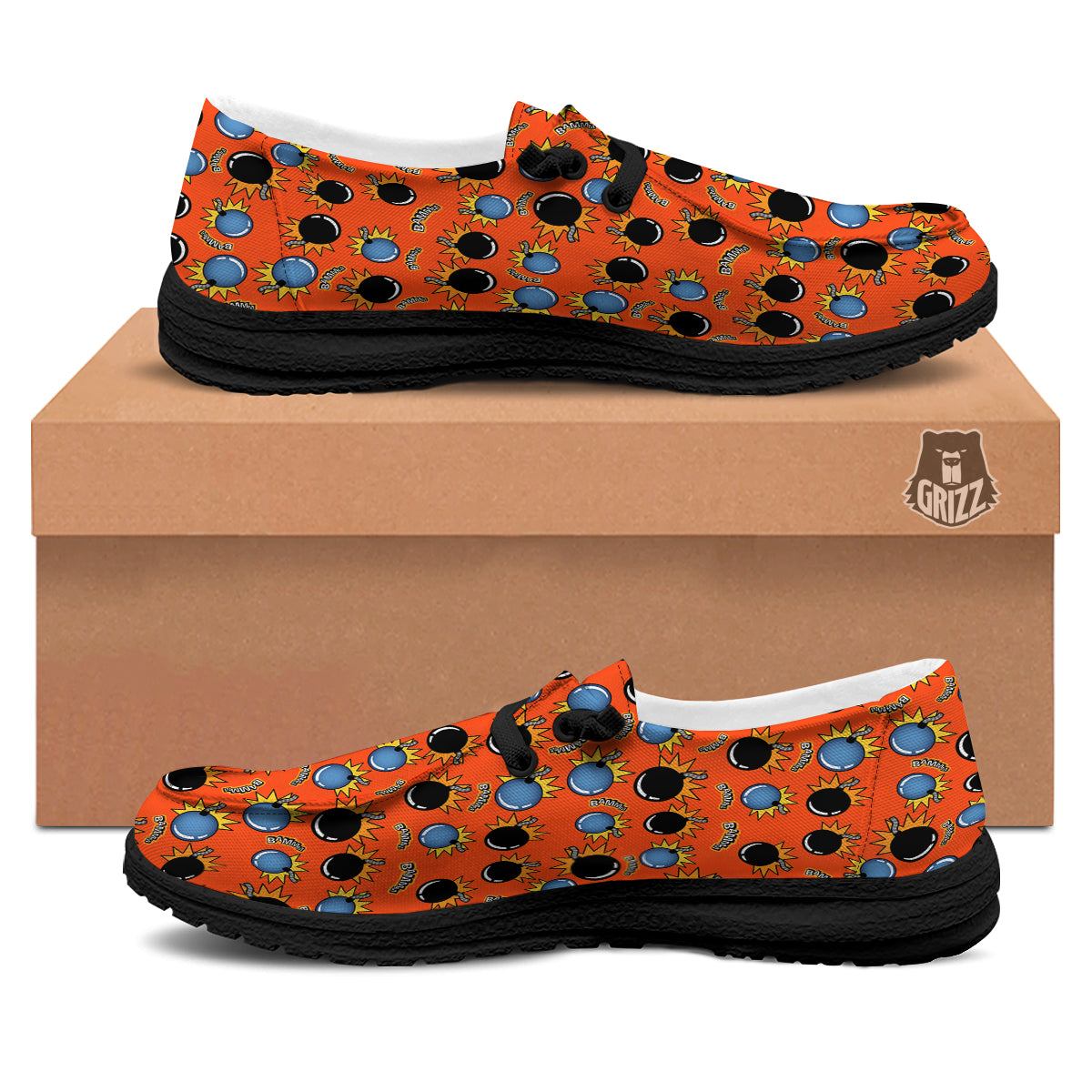 Bomb Bamm Print Pattern Black Loafers-grizzshop