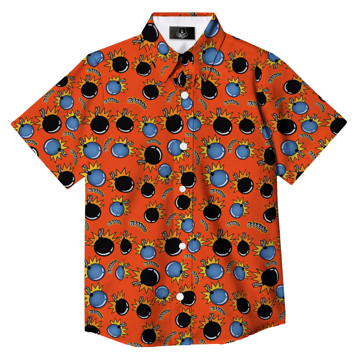 Bomb Bamm Print Pattern Button Up Shirt-grizzshop