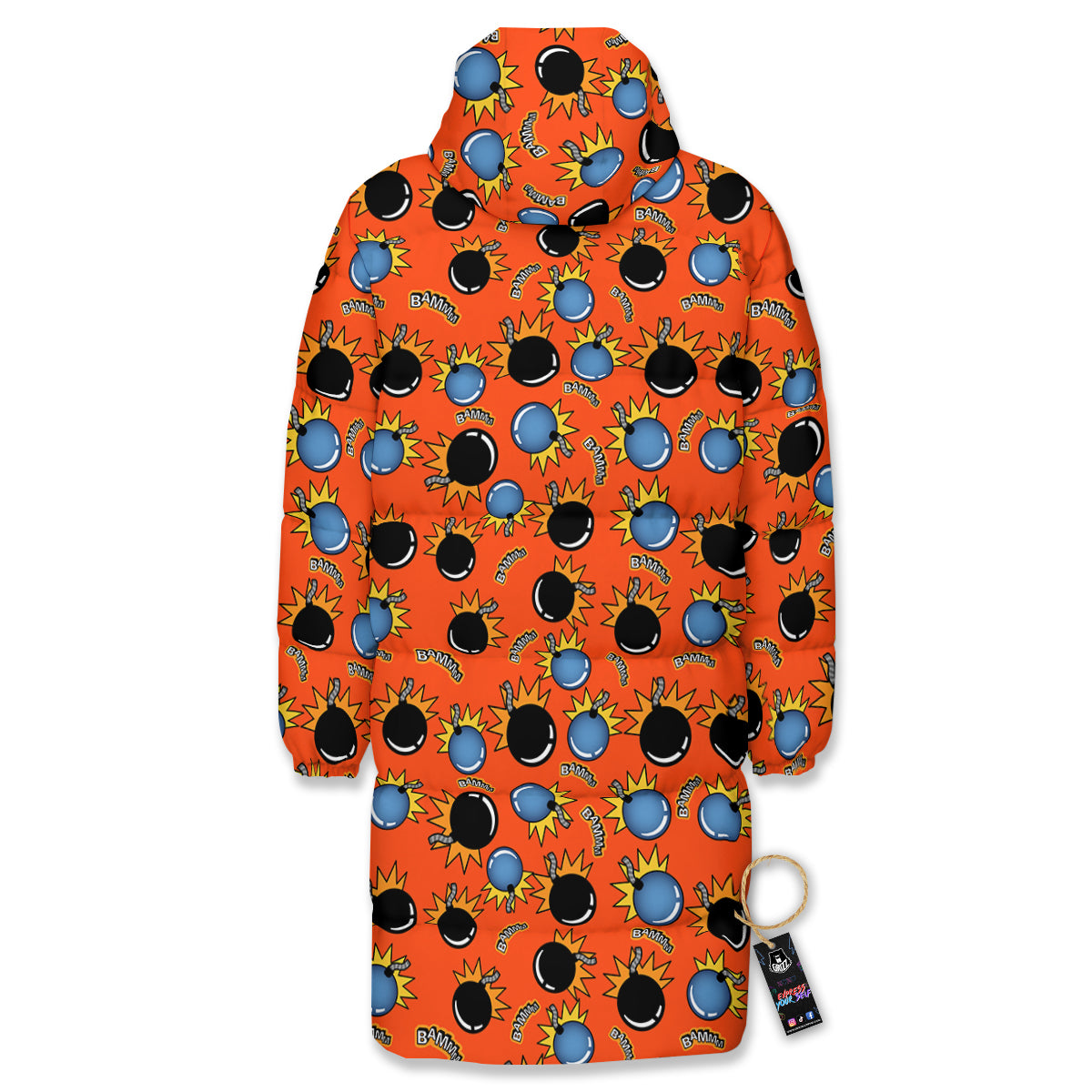 Bomb Bamm Print Pattern Long Down Jacket-grizzshop
