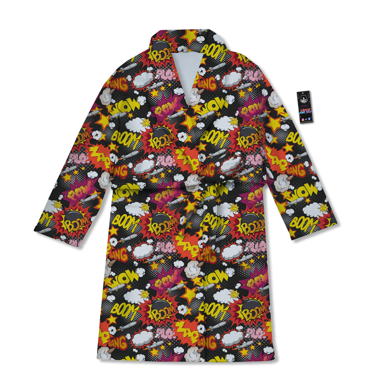 Bomb Boom Comic Graffiti Print Pattern Bathrobe-grizzshop