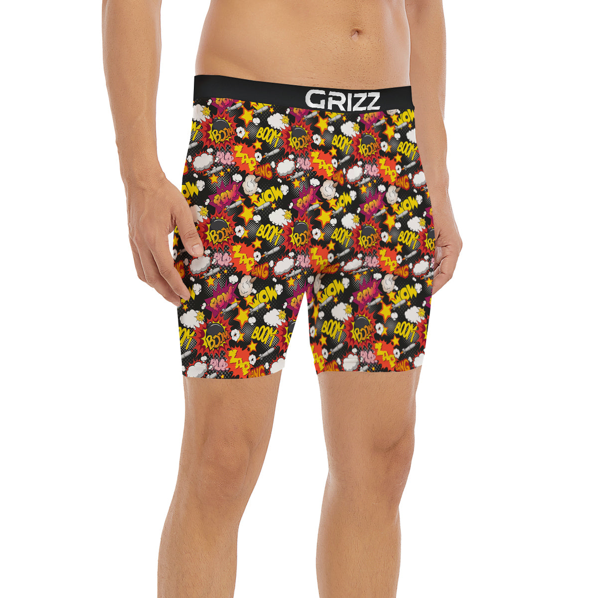 Bomb Boom Comic Graffiti Print Pattern Boxer Briefs-grizzshop