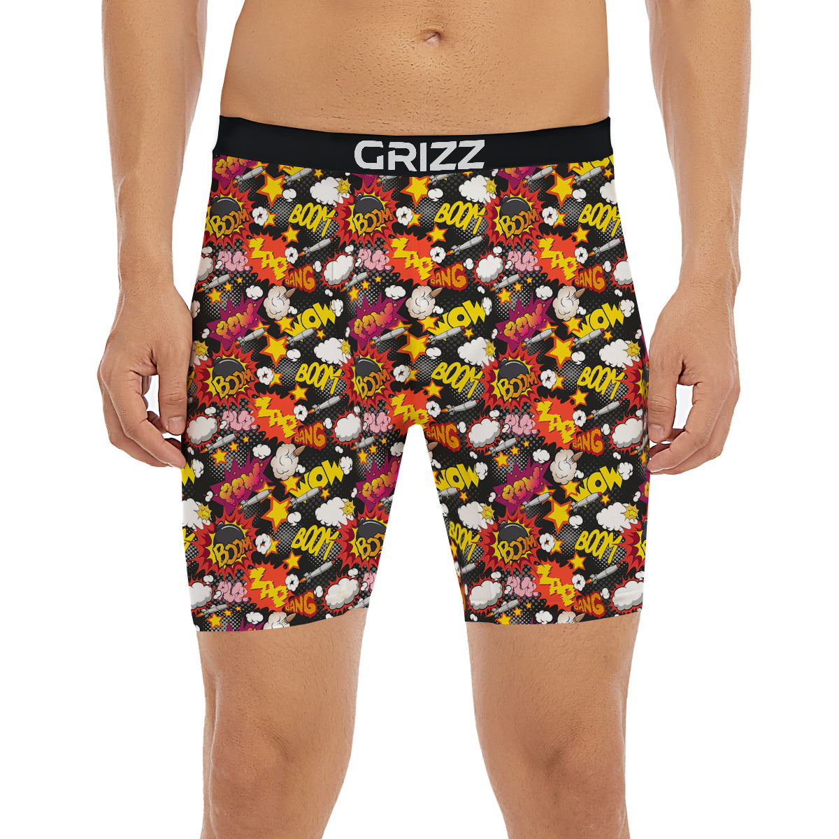 Bomb Boom Comic Graffiti Print Pattern Boxer Briefs-grizzshop