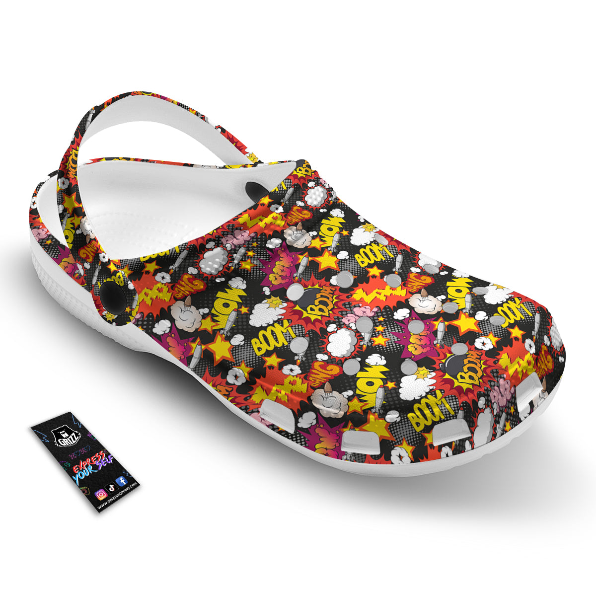 Bomb Boom Comic Graffiti Print Pattern Clog-grizzshop