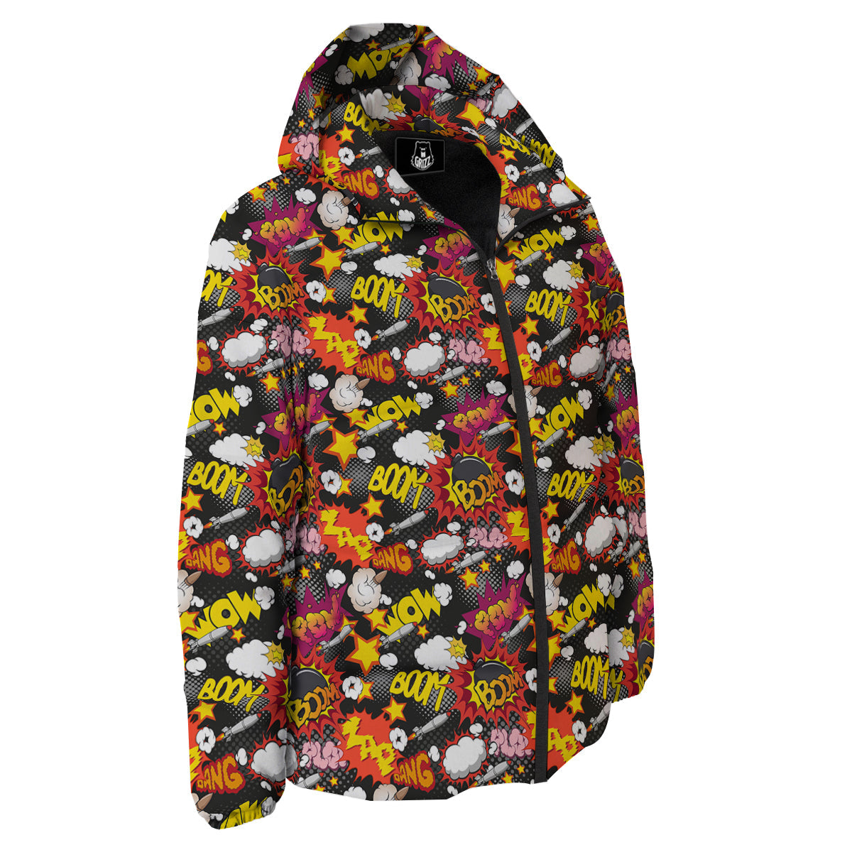 Bomb Boom Comic Graffiti Print Pattern Down Jacket-grizzshop