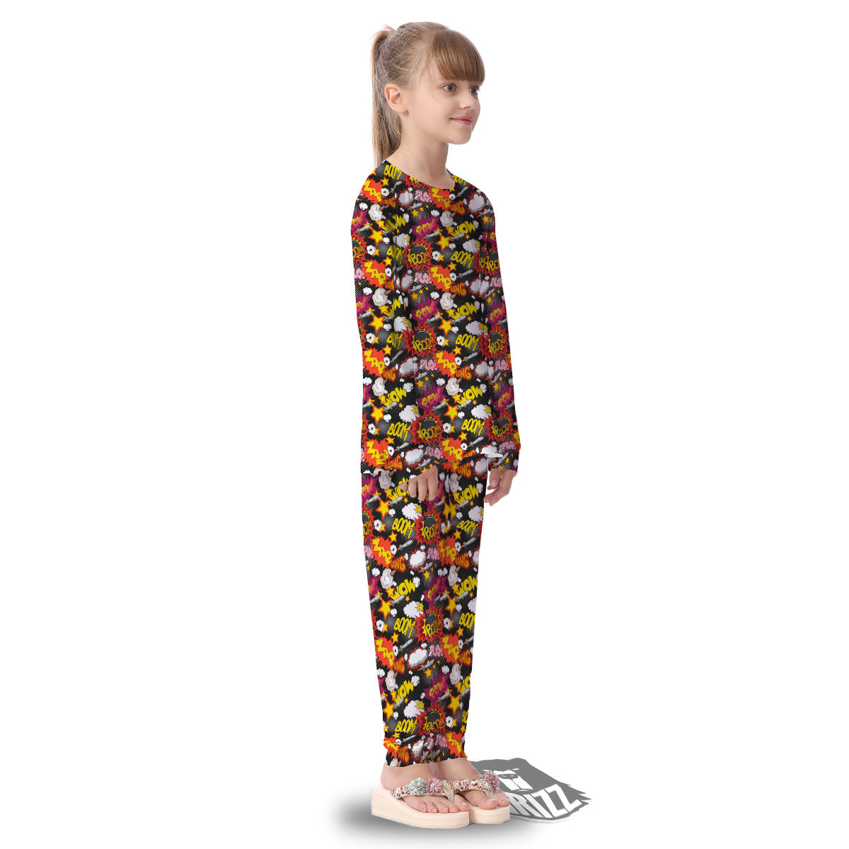 Bomb Boom Comic Graffiti Print Pattern Kid's Pajamas-grizzshop