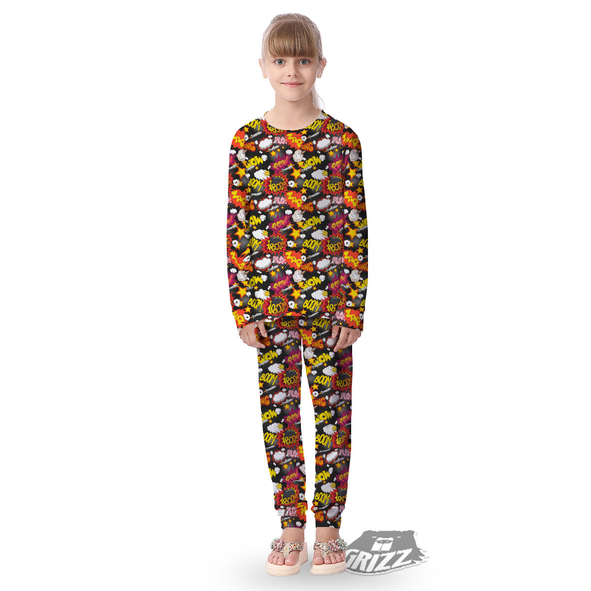 Bomb Boom Comic Graffiti Print Pattern Kid's Pajamas-grizzshop