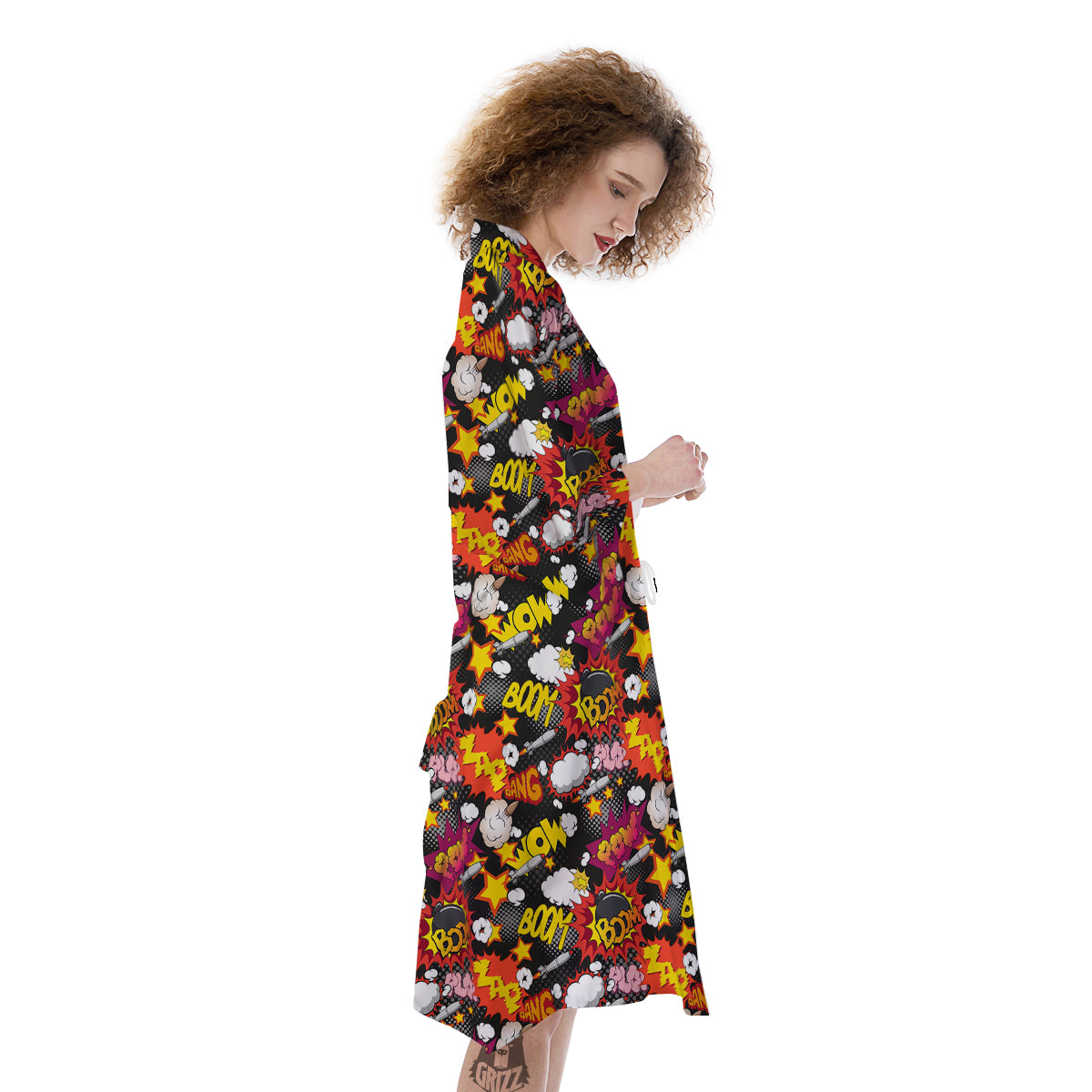 Bomb Boom Comic Graffiti Print Pattern Kimono-grizzshop