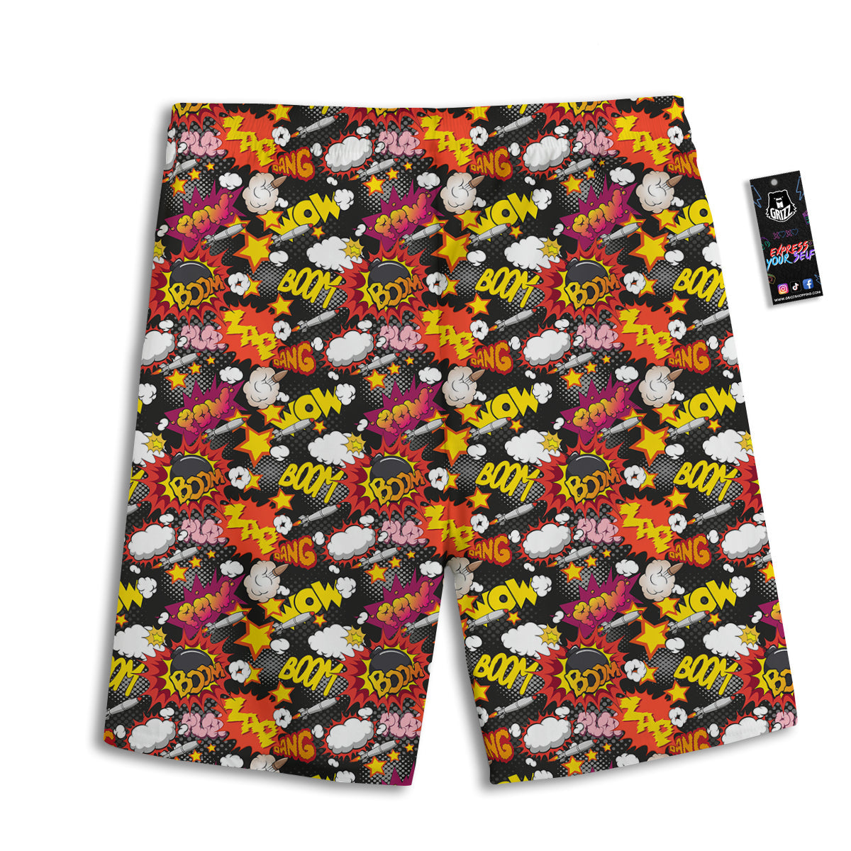 Bomb Boom Comic Graffiti Print Pattern Men's Athletic Shorts