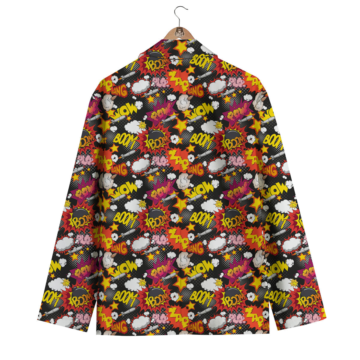 Bomb Boom Comic Graffiti Print Pattern Men's Blazer-grizzshop