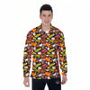 Bomb Boom Comic Graffiti Print Pattern Men's Long Sleeve Shirts-grizzshop