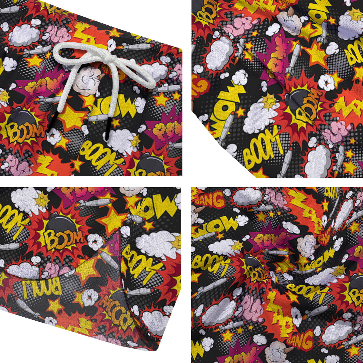 Bomb Boom Comic Graffiti Print Pattern Men's Running Shorts-grizzshop