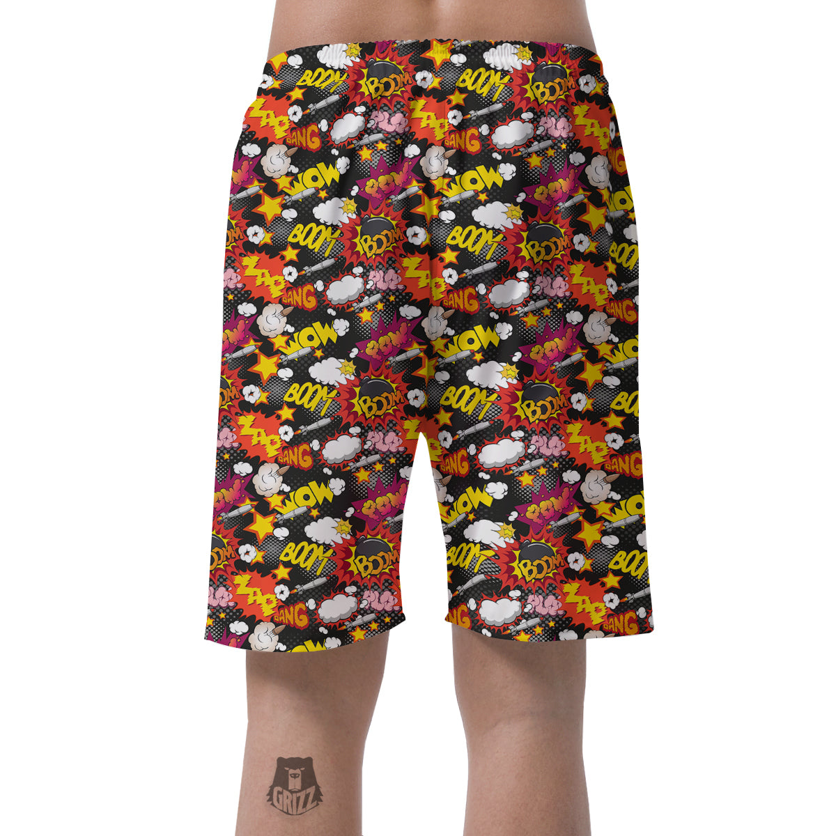 Bomb Boom Comic Graffiti Print Pattern Men's Shorts-grizzshop