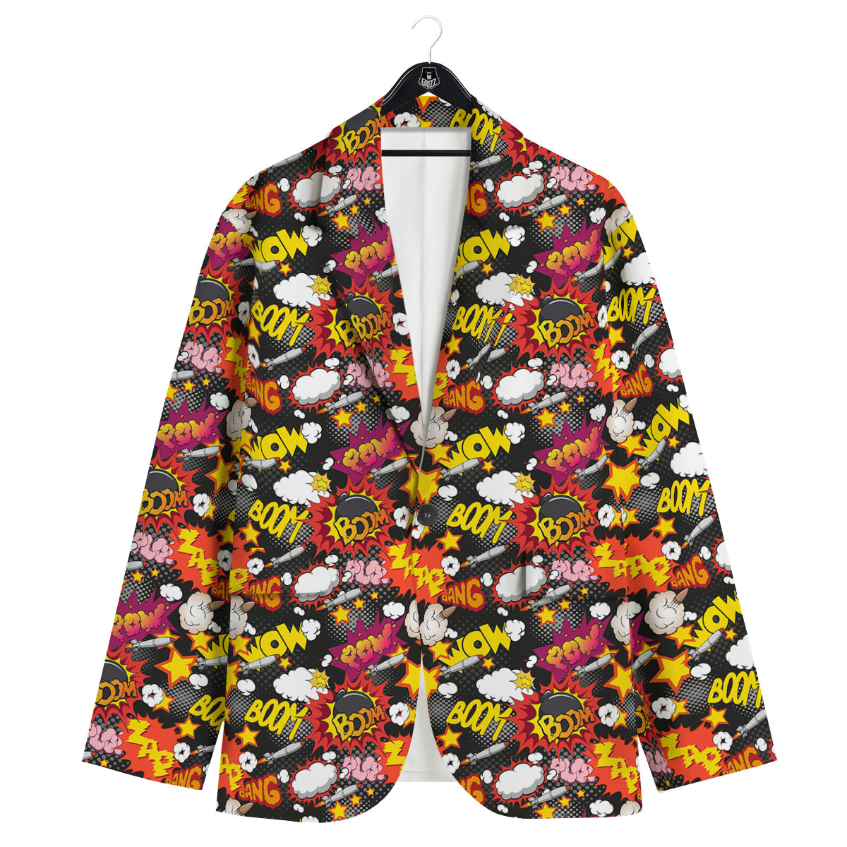 Bomb Boom Comic Graffiti Print Pattern Men's Sport Coat-grizzshop