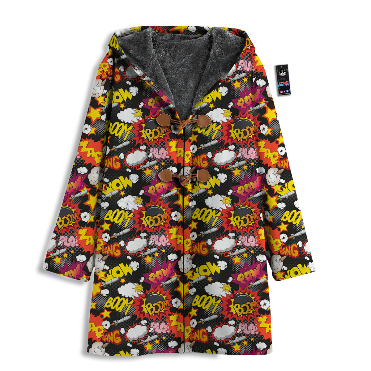 Bomb Boom Comic Graffiti Print Pattern Men's Windbreaker Jacket-grizzshop