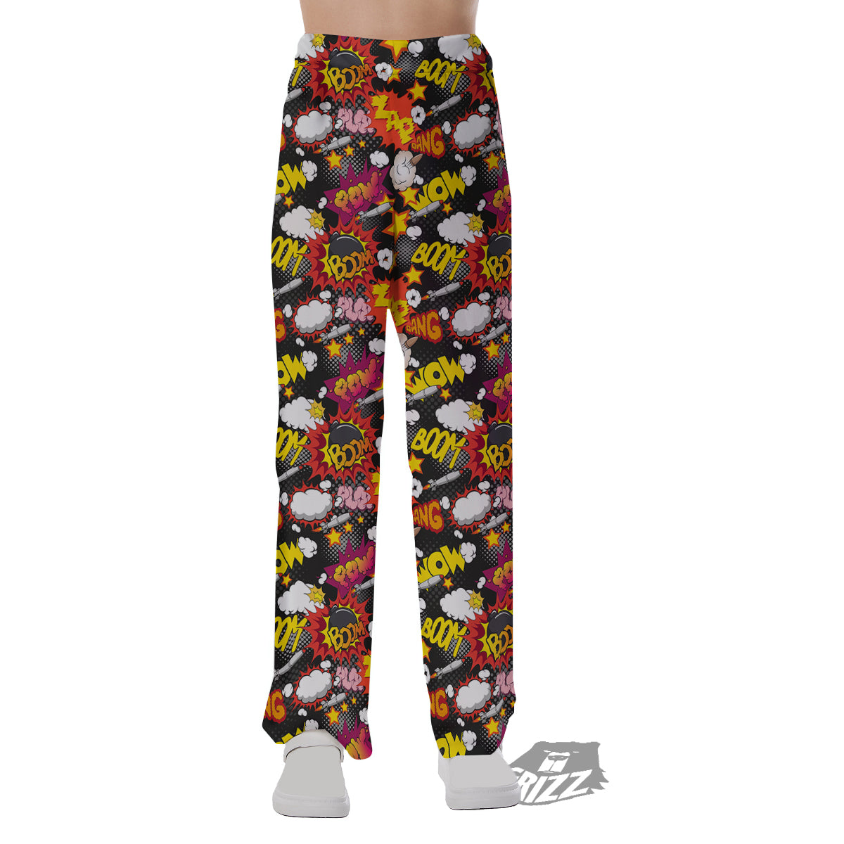 Bomb Boom Comic Graffiti Print Pattern Pajama Pants-grizzshop