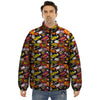 Bomb Boom Comic Graffiti Print Pattern Puffer Jacket-grizzshop