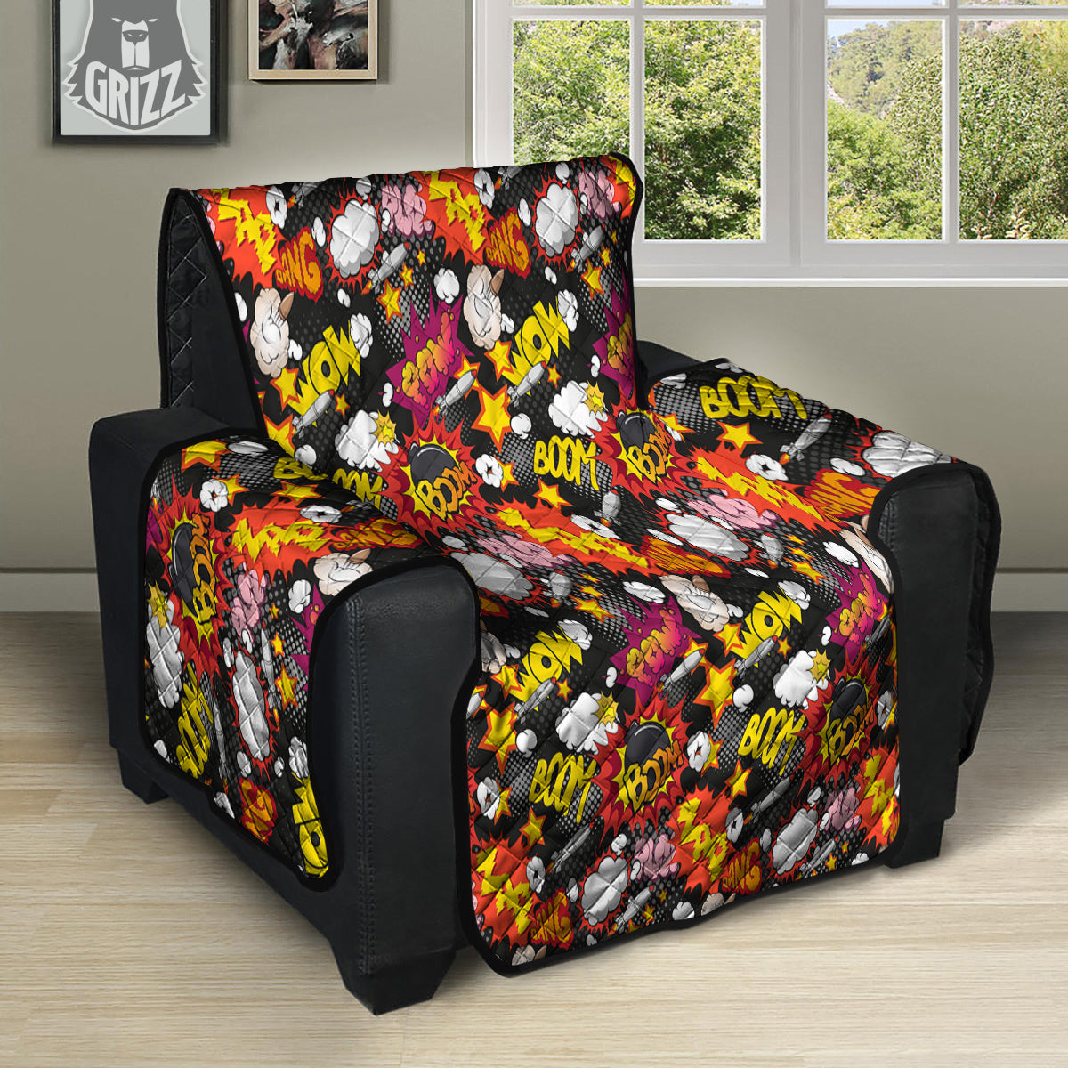 Bomb Boom Comic Graffiti Print Pattern Recliner Protector-grizzshop