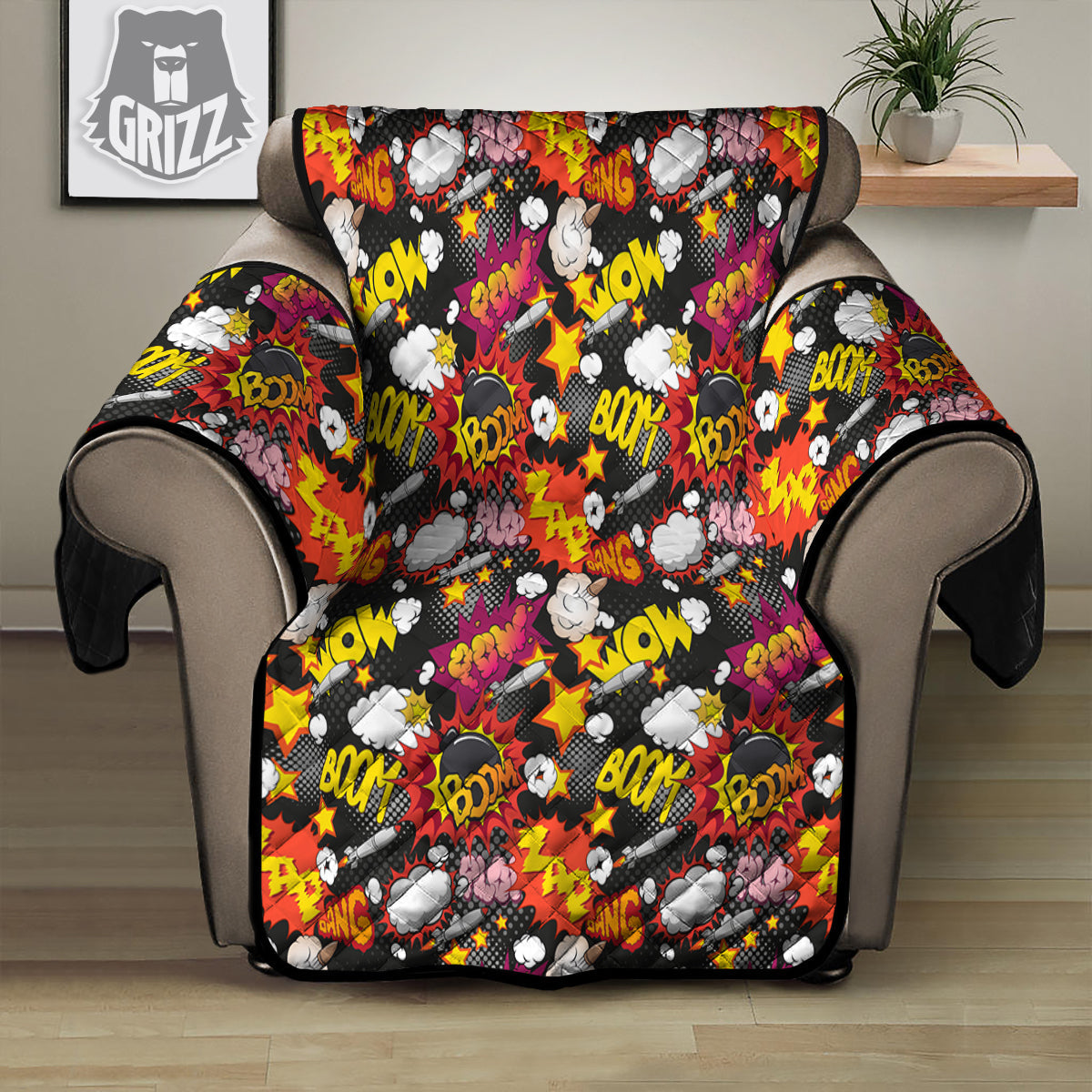 Bomb Boom Comic Graffiti Print Pattern Recliner Protector-grizzshop