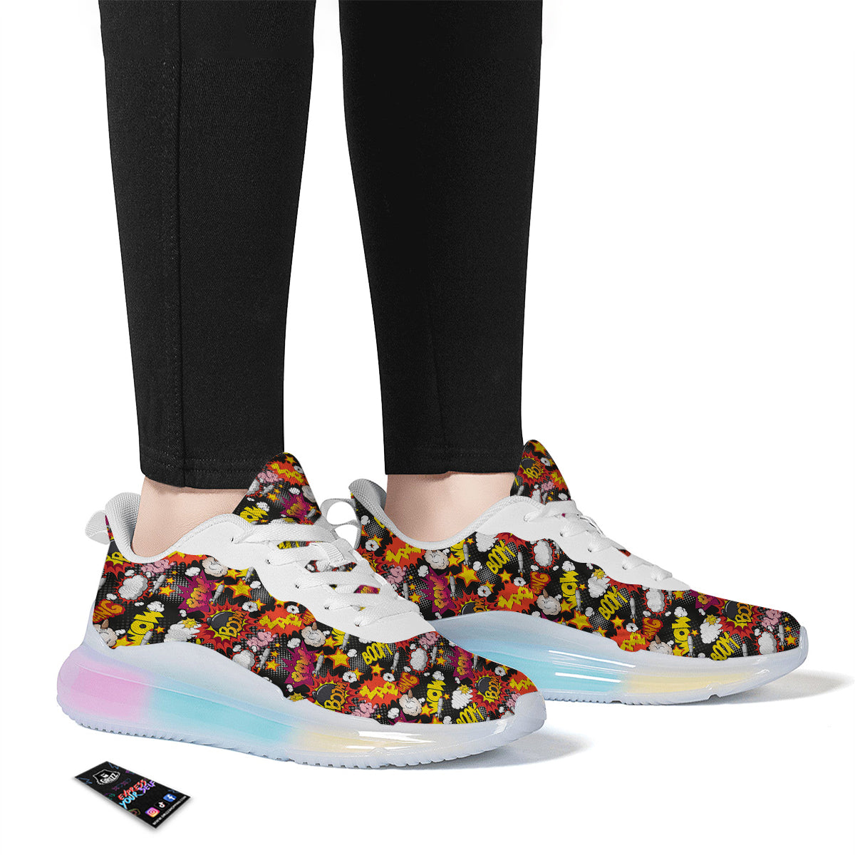 Bomb Boom Comic Graffiti Print Pattern Running Sneakers-grizzshop