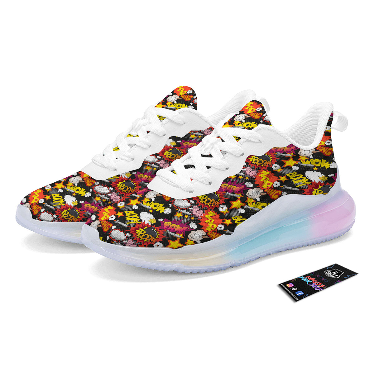 Bomb Boom Comic Graffiti Print Pattern Running Sneakers-grizzshop