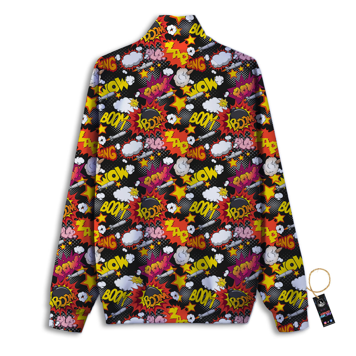 Bomb Boom Comic Graffiti Print Pattern Track Jacket-grizzshop