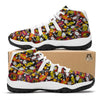 Bomb Boom Comic Graffiti Print Pattern White Bball Shoes-grizzshop