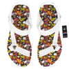 Bomb Boom Comic Graffiti Print Pattern White Open Toe Sandals-grizzshop