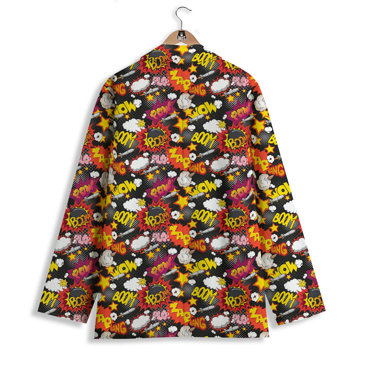 Bomb Boom Comic Graffiti Print Pattern Women's Blazer-grizzshop