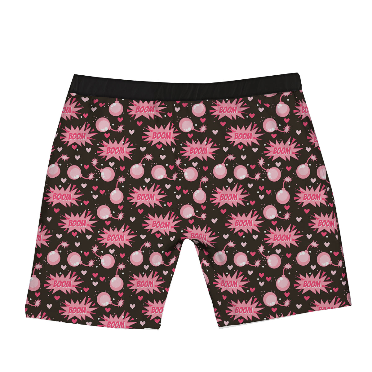 Bomb Boom Pink And Heart Print Pattern Boxer Briefs-grizzshop