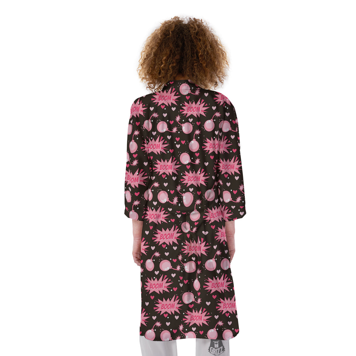 Bomb Boom Pink And Heart Print Pattern Kimono-grizzshop