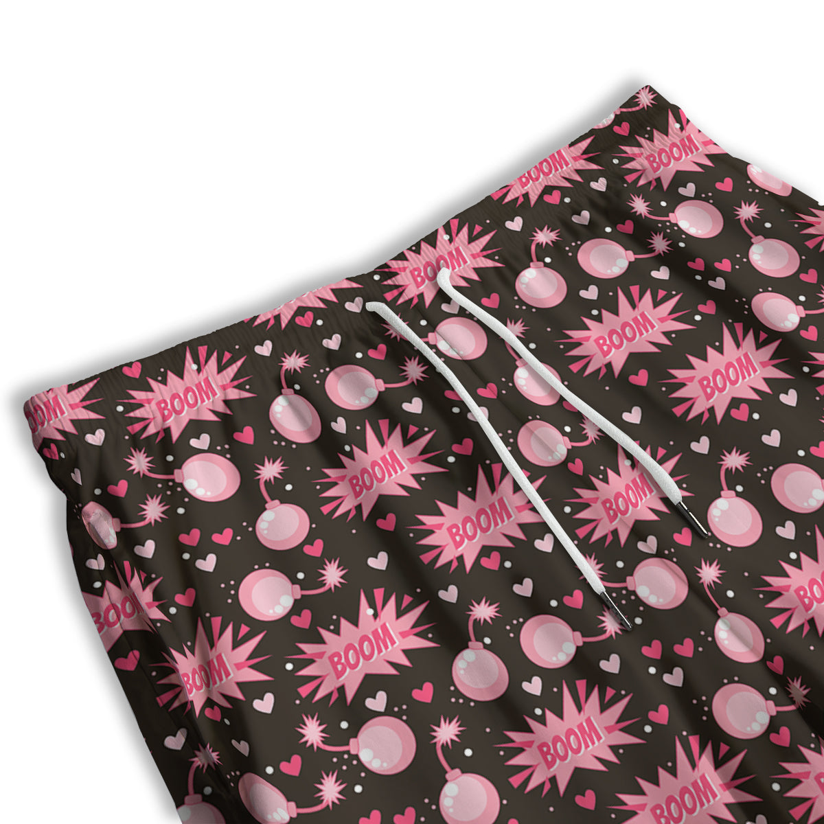 Bomb Boom Pink And Heart Print Pattern Men's Athletic Shorts