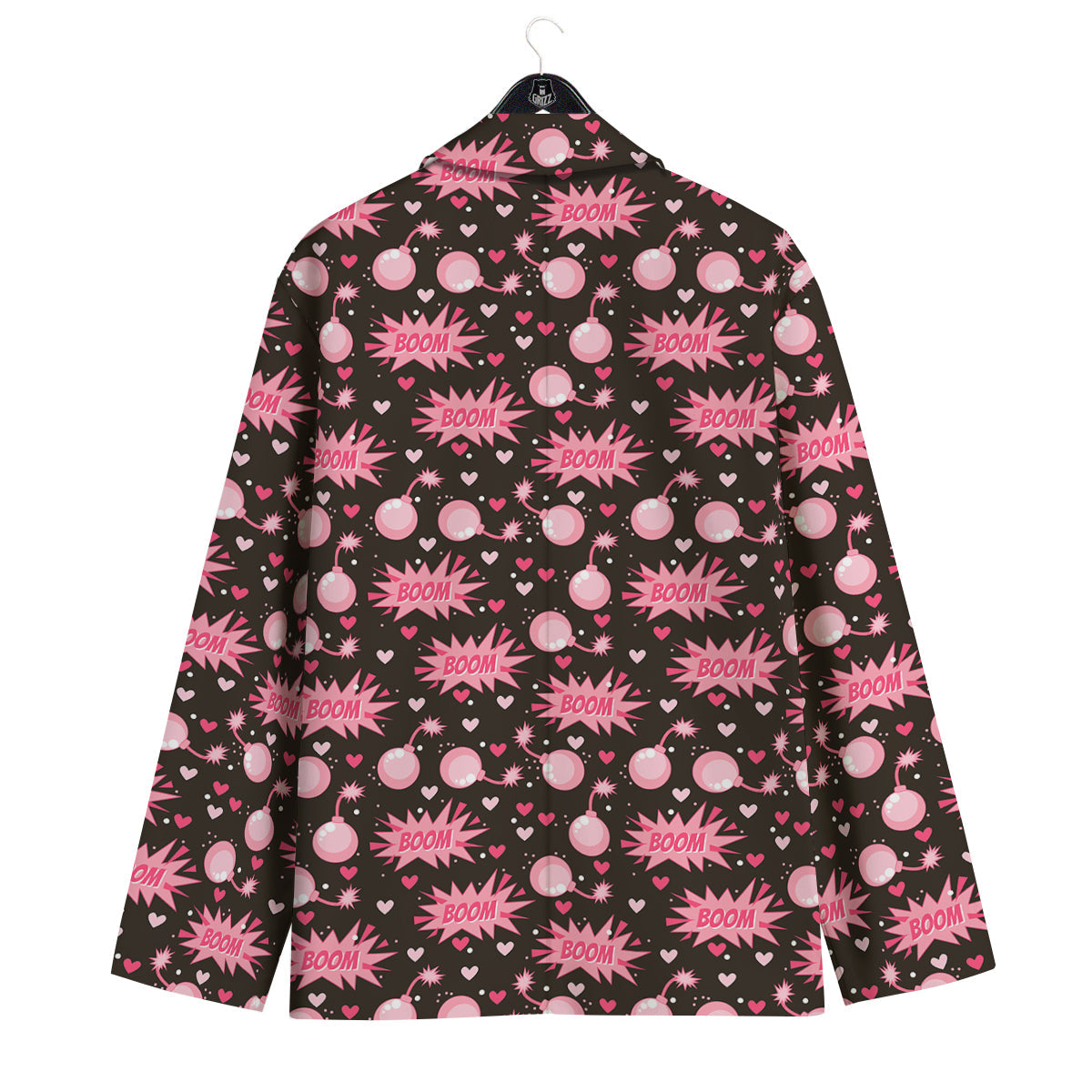 Bomb Boom Pink And Heart Print Pattern Men's Sport Coat-grizzshop