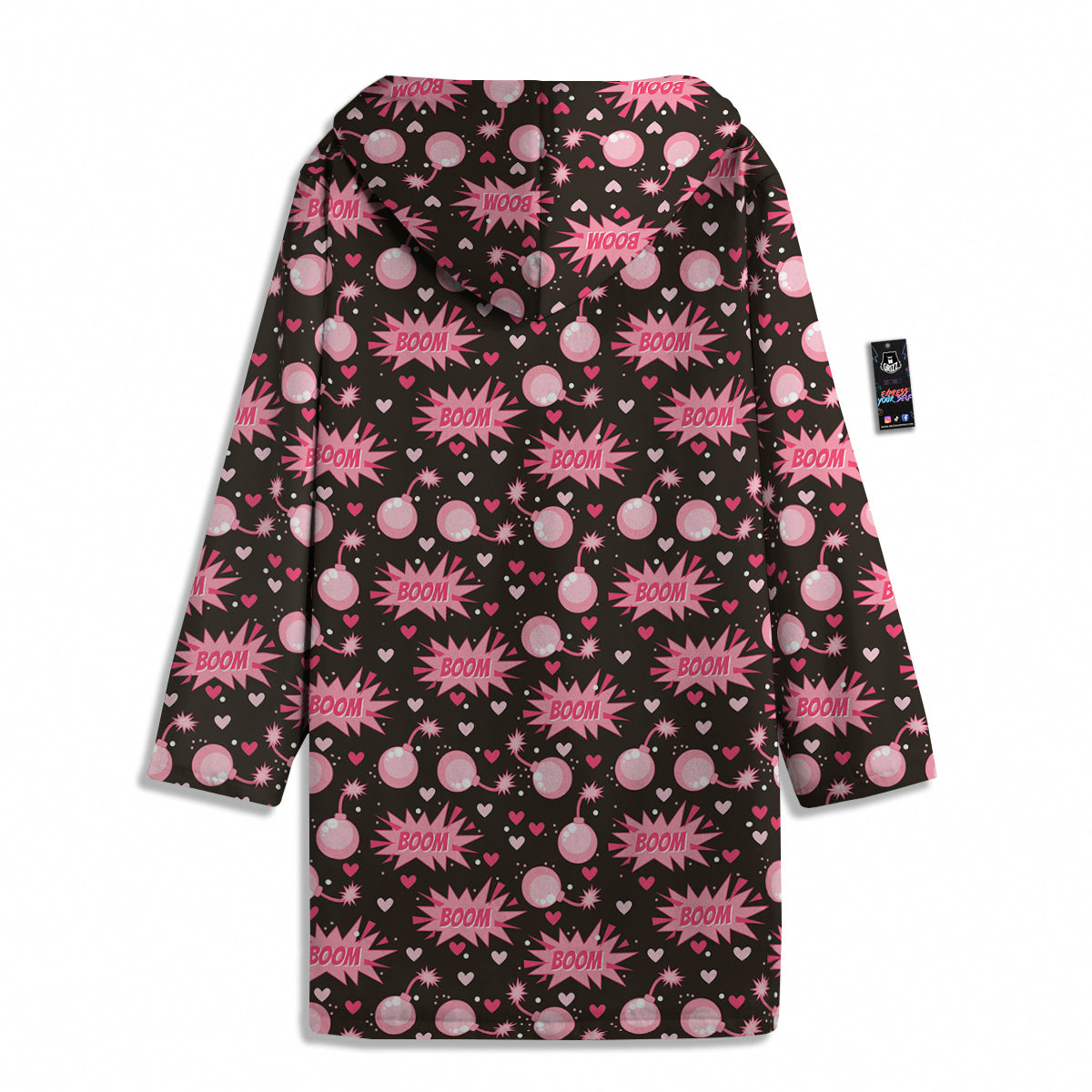 Bomb Boom Pink And Heart Print Pattern Men's Windbreaker Jacket-grizzshop