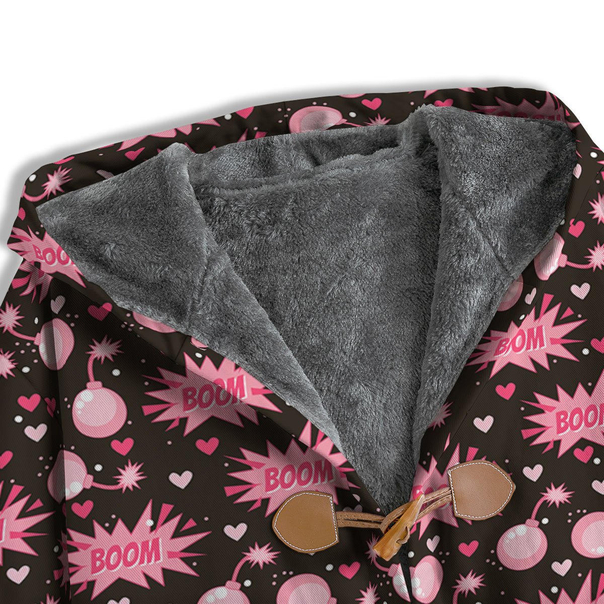 Bomb Boom Pink And Heart Print Pattern Men's Windbreaker Jacket-grizzshop