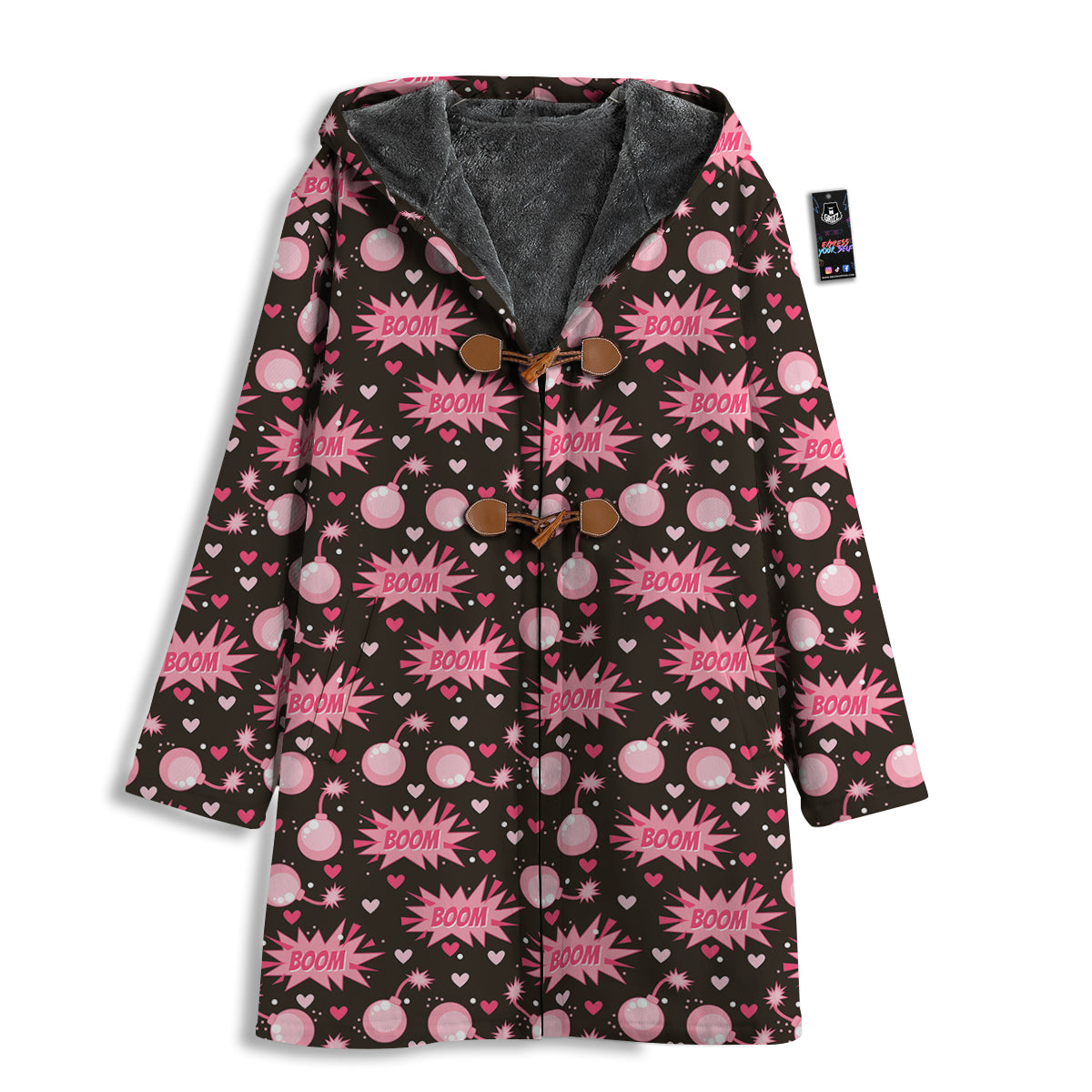 Bomb Boom Pink And Heart Print Pattern Men's Windbreaker Jacket-grizzshop