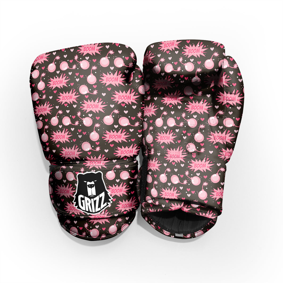 Bomb Boom Pink And Heart Print Pattern Pro Boxing Glove
