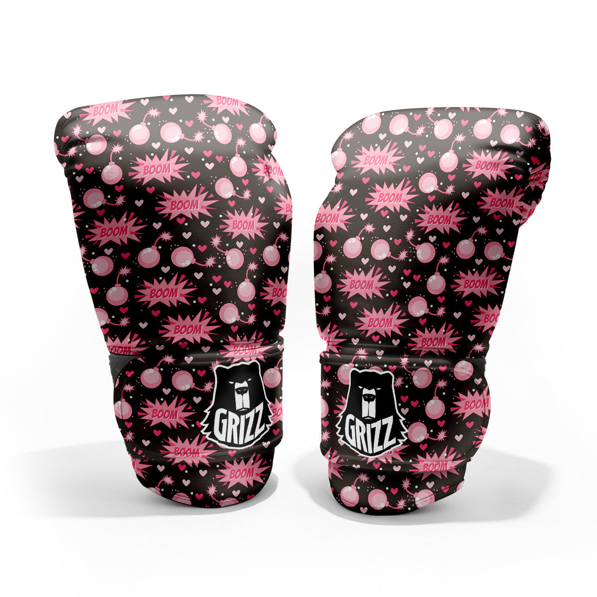 Bomb Boom Pink And Heart Print Pattern Pro Boxing Glove
