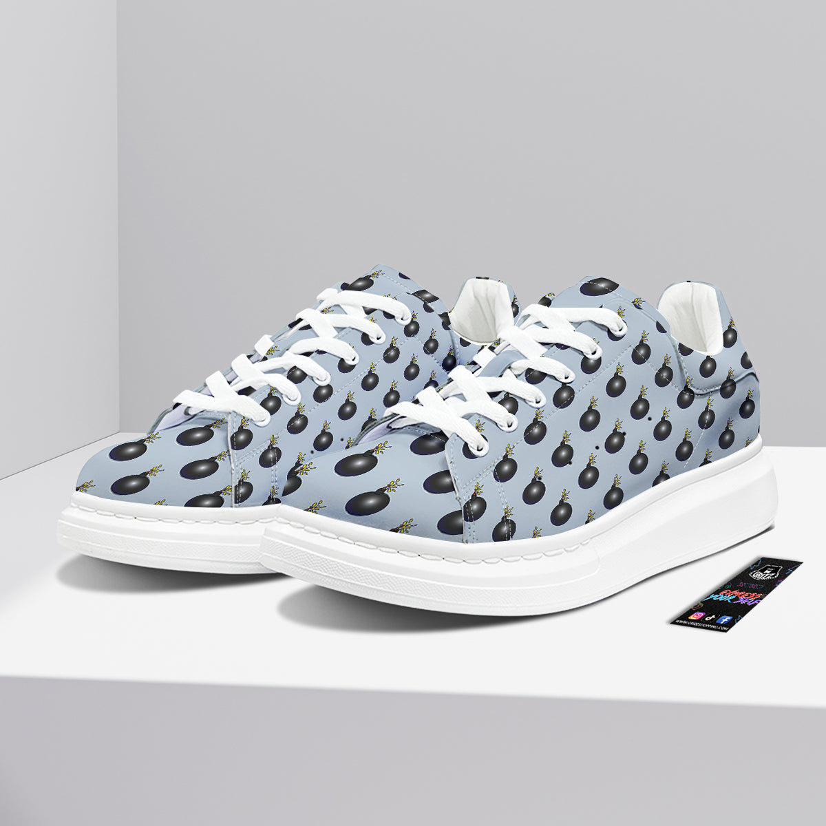 Bomb Vintage Print Pattern Platform Shoes-grizzshop